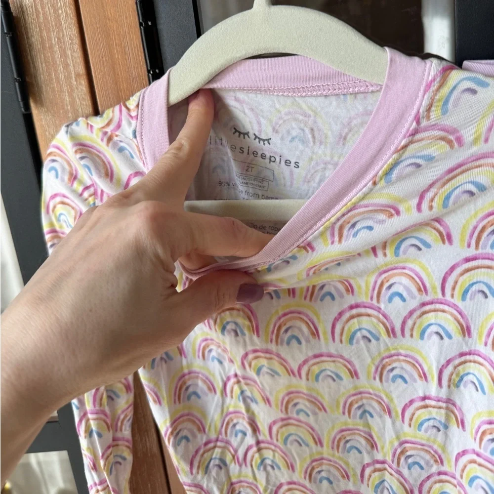 Little Sleepies pajamas set pastel rainbow toddler girl long sleeve tee pants